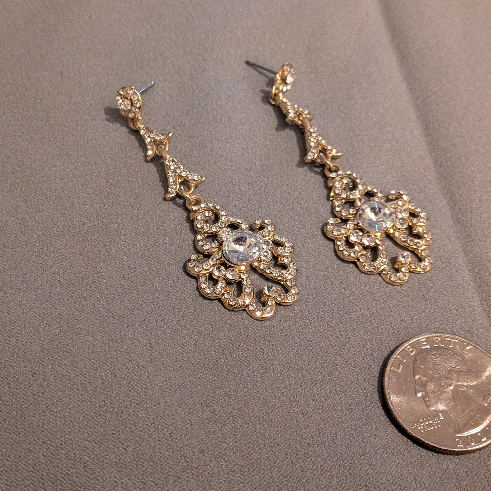 Charming Charlie Gold and Silver Filigree Earrings
